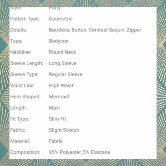 Teal and Gold Long Sleeve Backless Mermaid Contrast Sequin Formal Gown - Picture 8 of 10